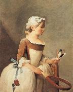 jean-Baptiste-Simeon Chardin Young Girl with a Shuttlecock painting